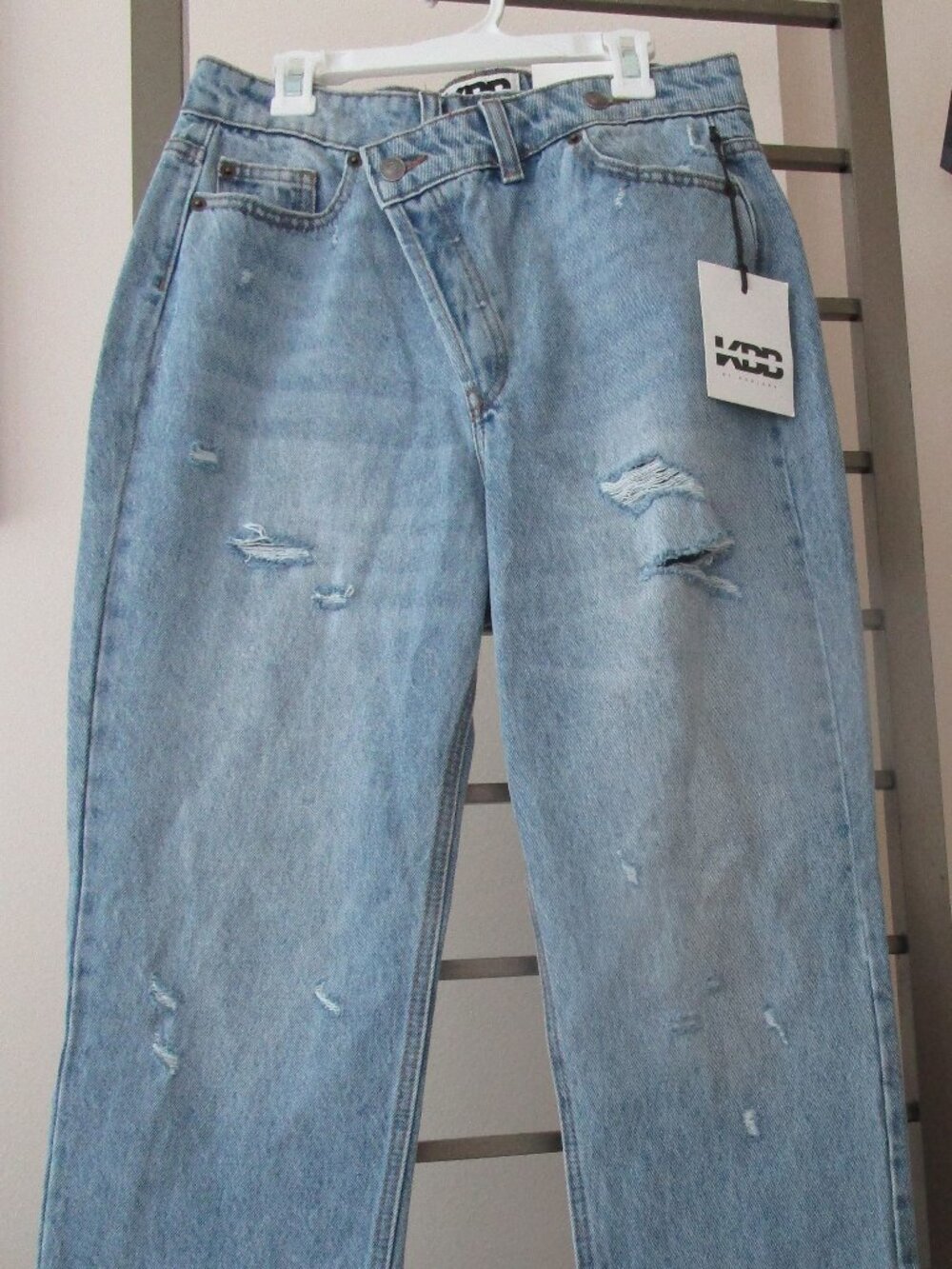 KBB by Kahlani Asymmetrical Button-Fly Jeans